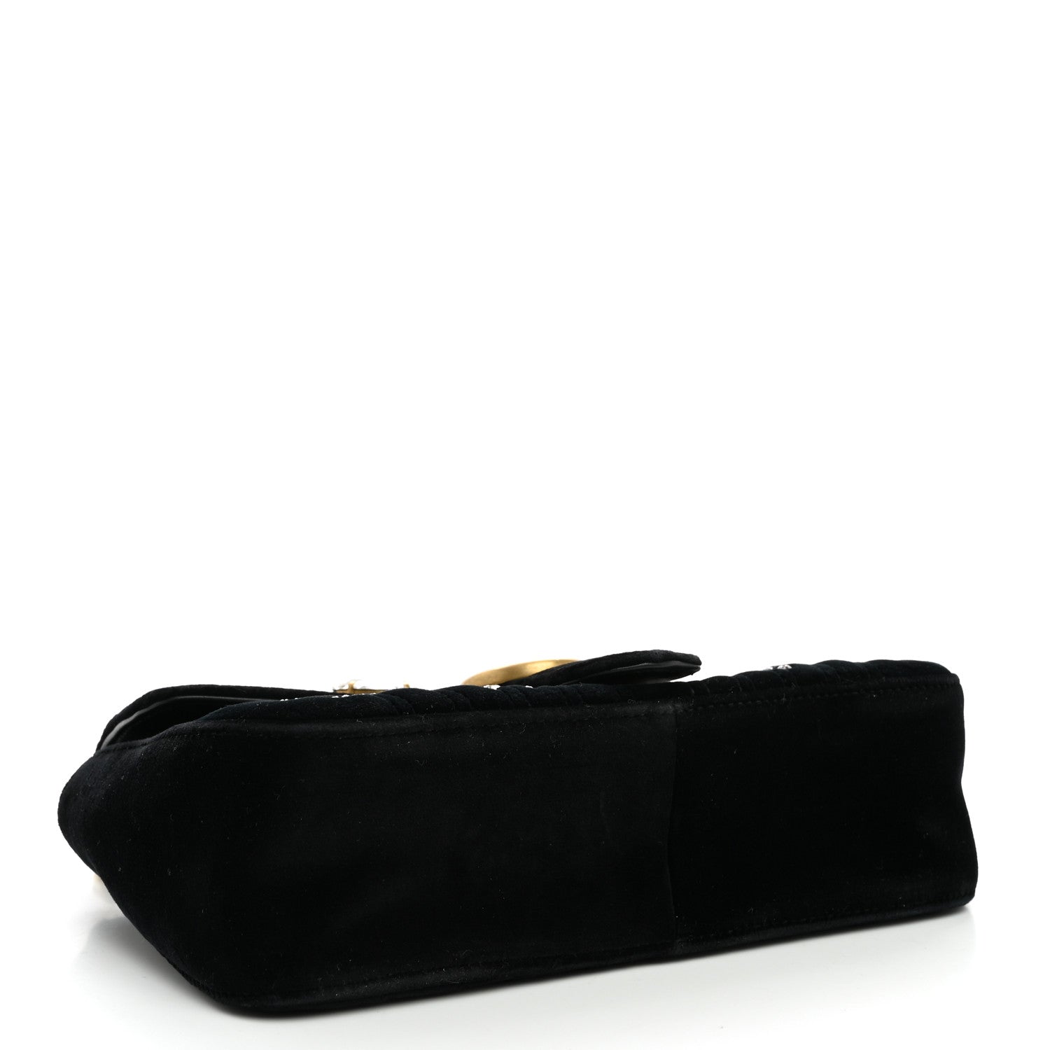 Velvet Matelasse Marquise Crystals Embroidered Small GG Marmont Shoulder Bag Black