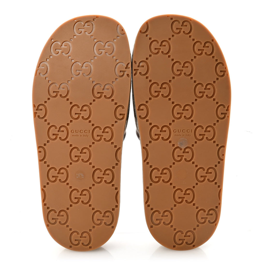 Original GG Canvas Monogram Womens GG Platform Sandals 38.5 Beige Ebony Sundial