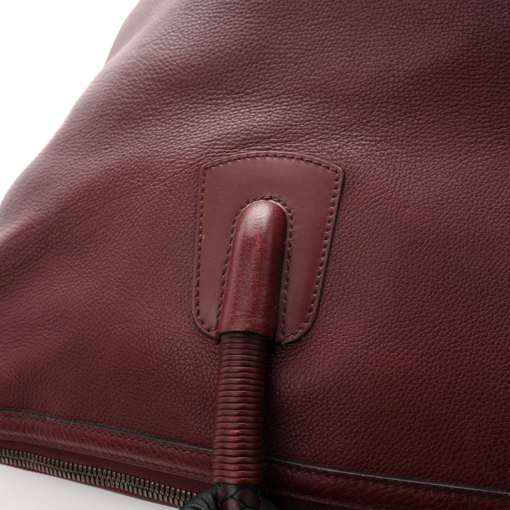 Grained Calfskin Duffle Bag Burgundy
