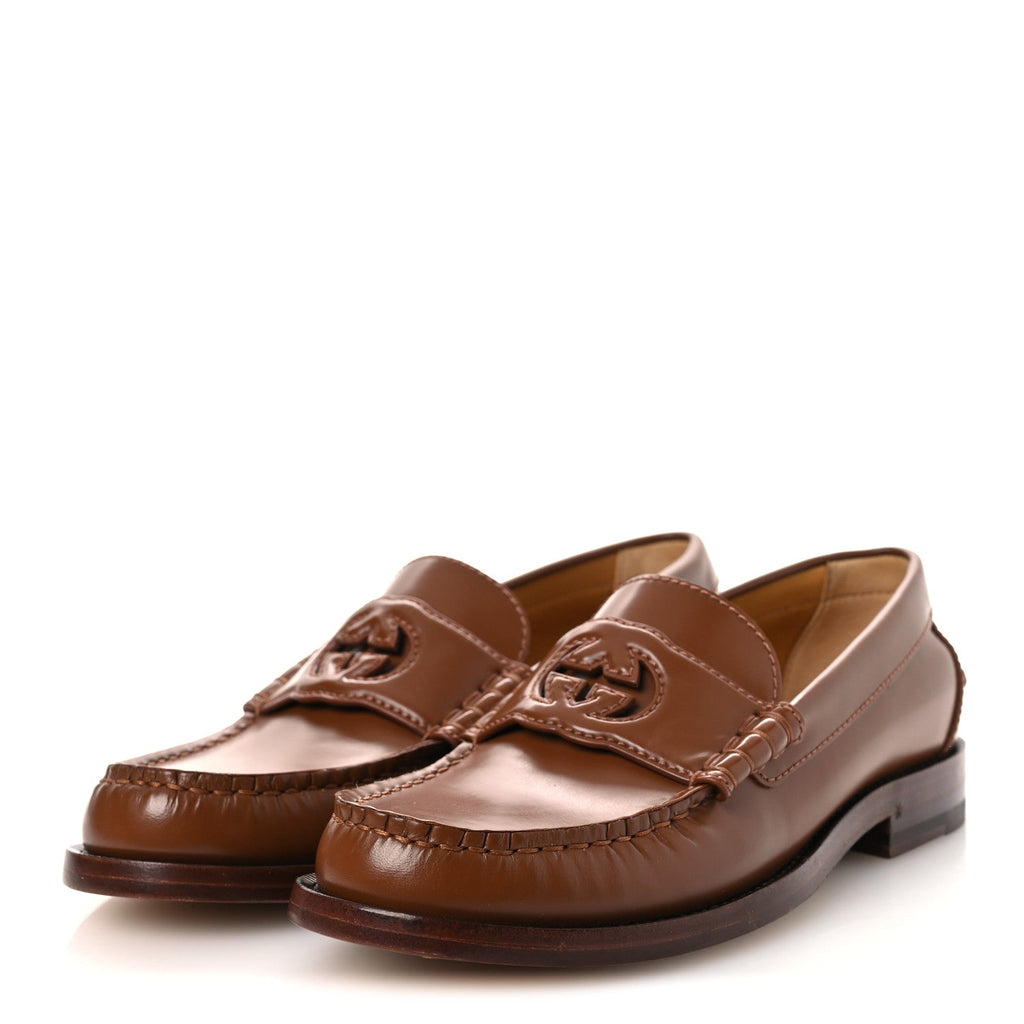 Millennial Ribot Cut Out Interlocking G Loafers 37.5 Cuir