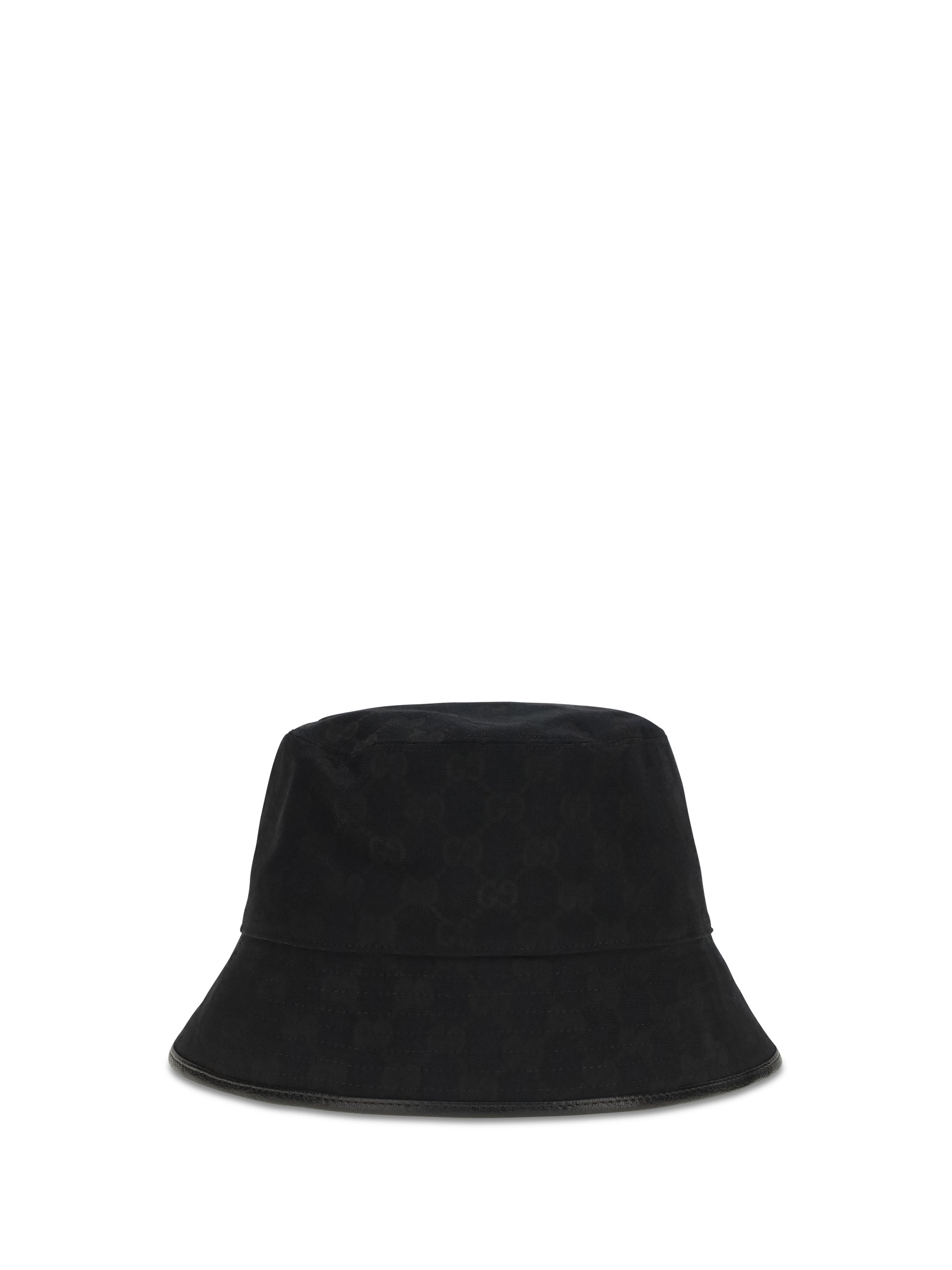Gucci 8757404HBJS GG Cotton Canvas Bucket Hat — Black