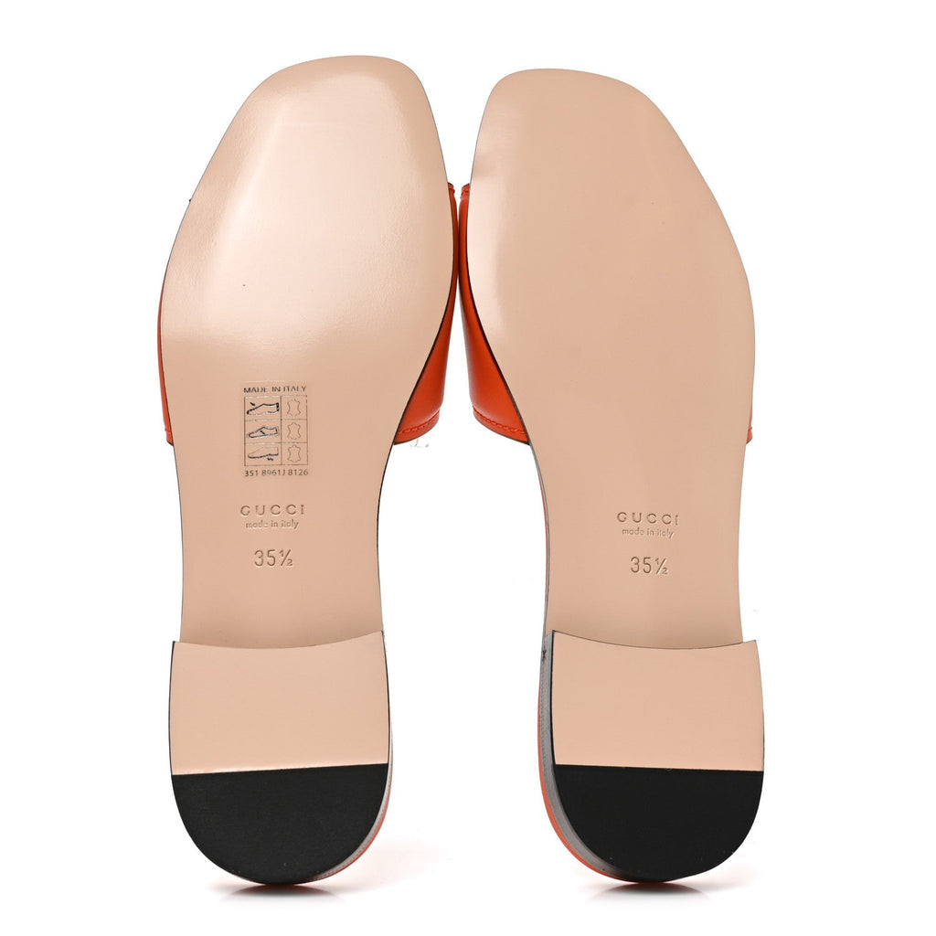 Cosmos Softy Calfskin Interlocking G Cut Out Slide Sandals 35.5 Deep Orange