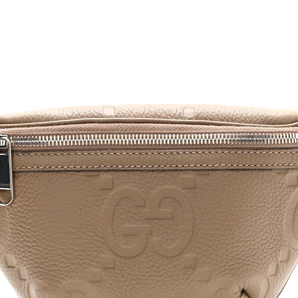 Piuma Calfskin Jumbo GG Embossed Small Belt Bag Good Taupe