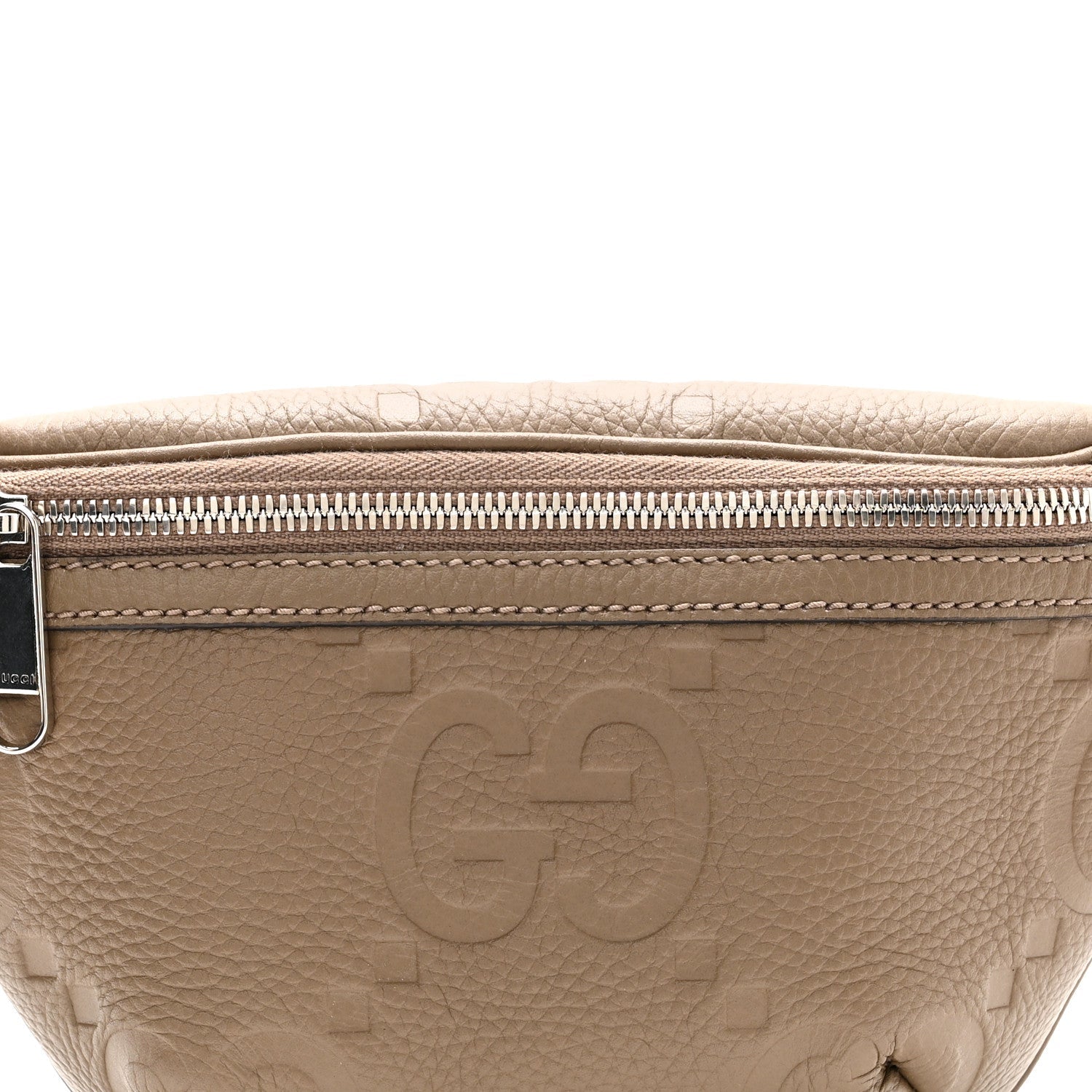 Piuma Calfskin Jumbo GG Embossed Small Belt Bag Good Taupe