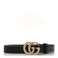 Calfskin Pearl Double G 95 38 Belt Black Cream