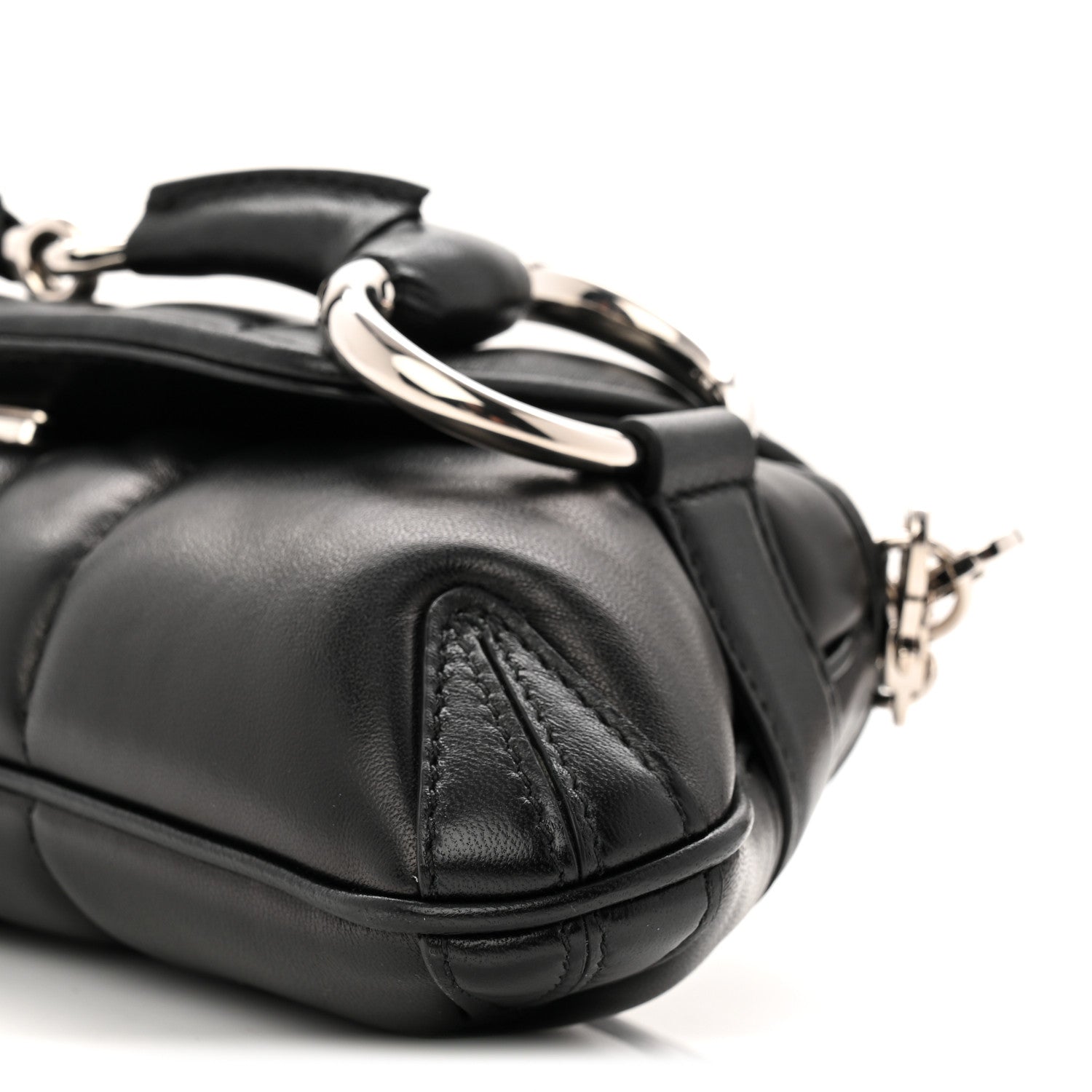 Nappa Vertical Matelasse Small Maxi Horsebit Chain Shoulder Bag Black