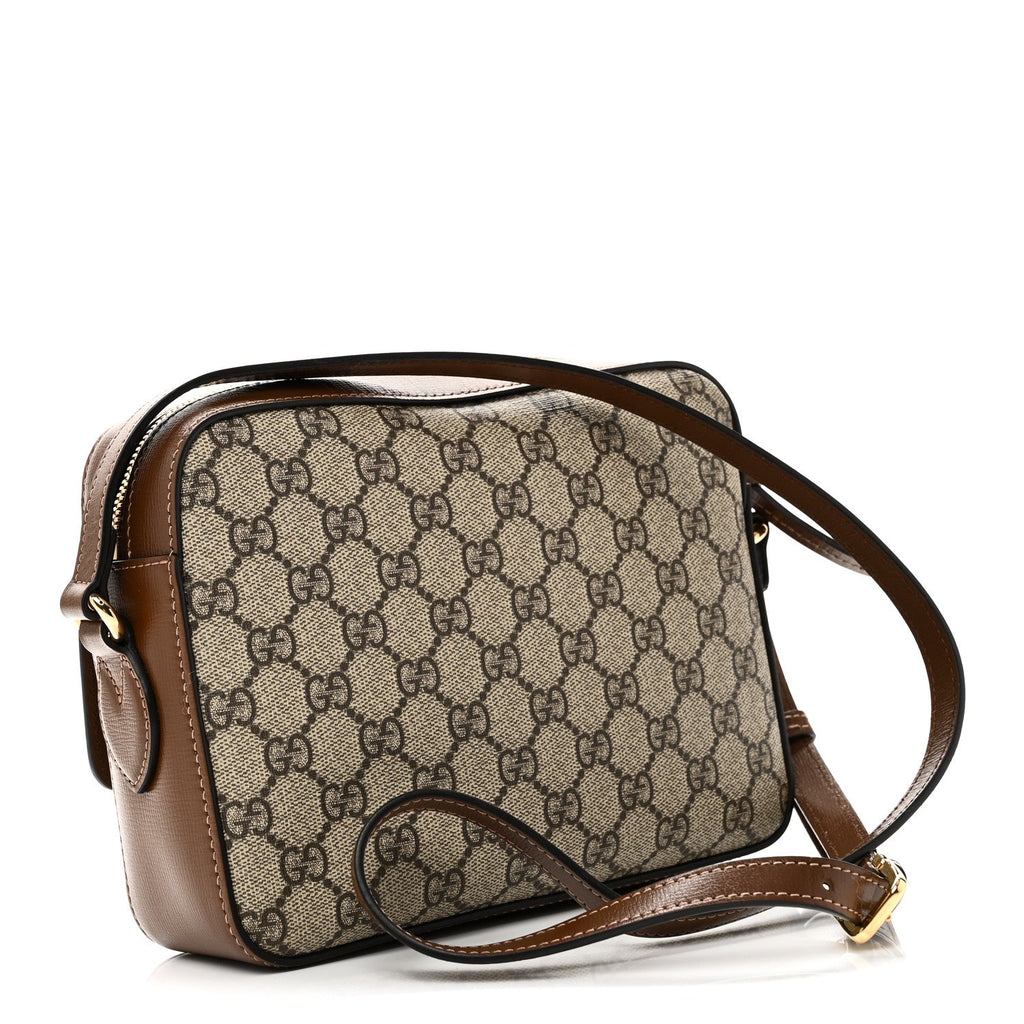 GG Supreme Monogram Small Horsebit 1955 Shoulder Bag Beige Brown Sugar