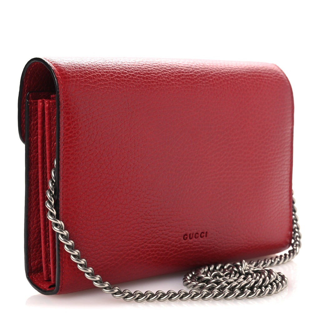 Calfskin Mini Dionysus Chain Wallet Hibiscus Red
