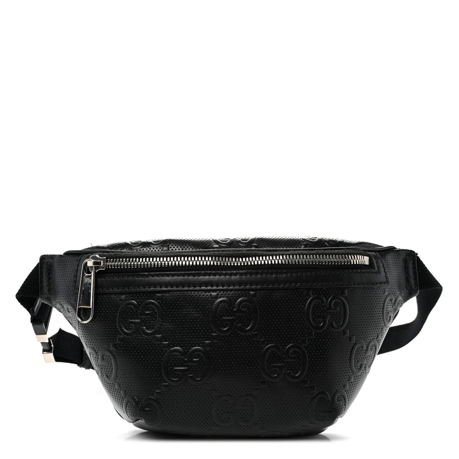 Calfskin GG Tennis Embossed Belt Bag Black