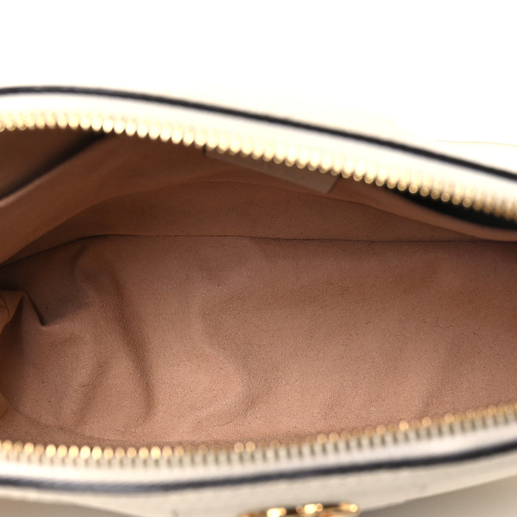 Textured Dollar Calfskin Web Small Ophidia Dome Shoulder Bag Mystic White