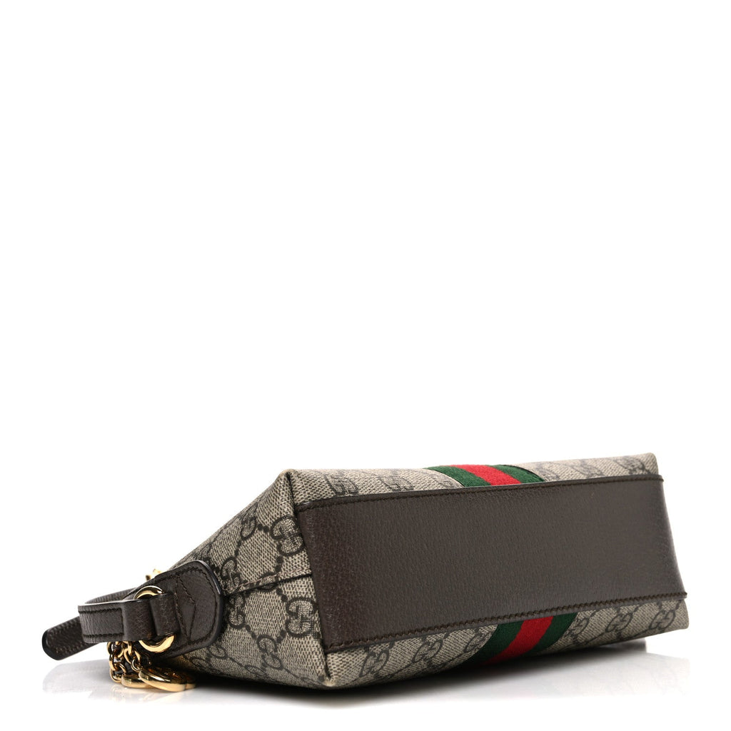 GG Supreme Monogram Textured Dollar Calfskin Web Small Ophidia Dome Shoulder Bag Beige Ebony New Acero