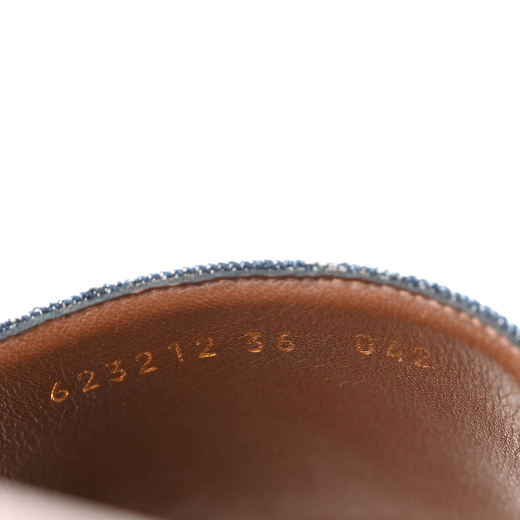 New Denim GG Monogram Angelina Platform 55mm Slide Sandals 36 Blue Tea