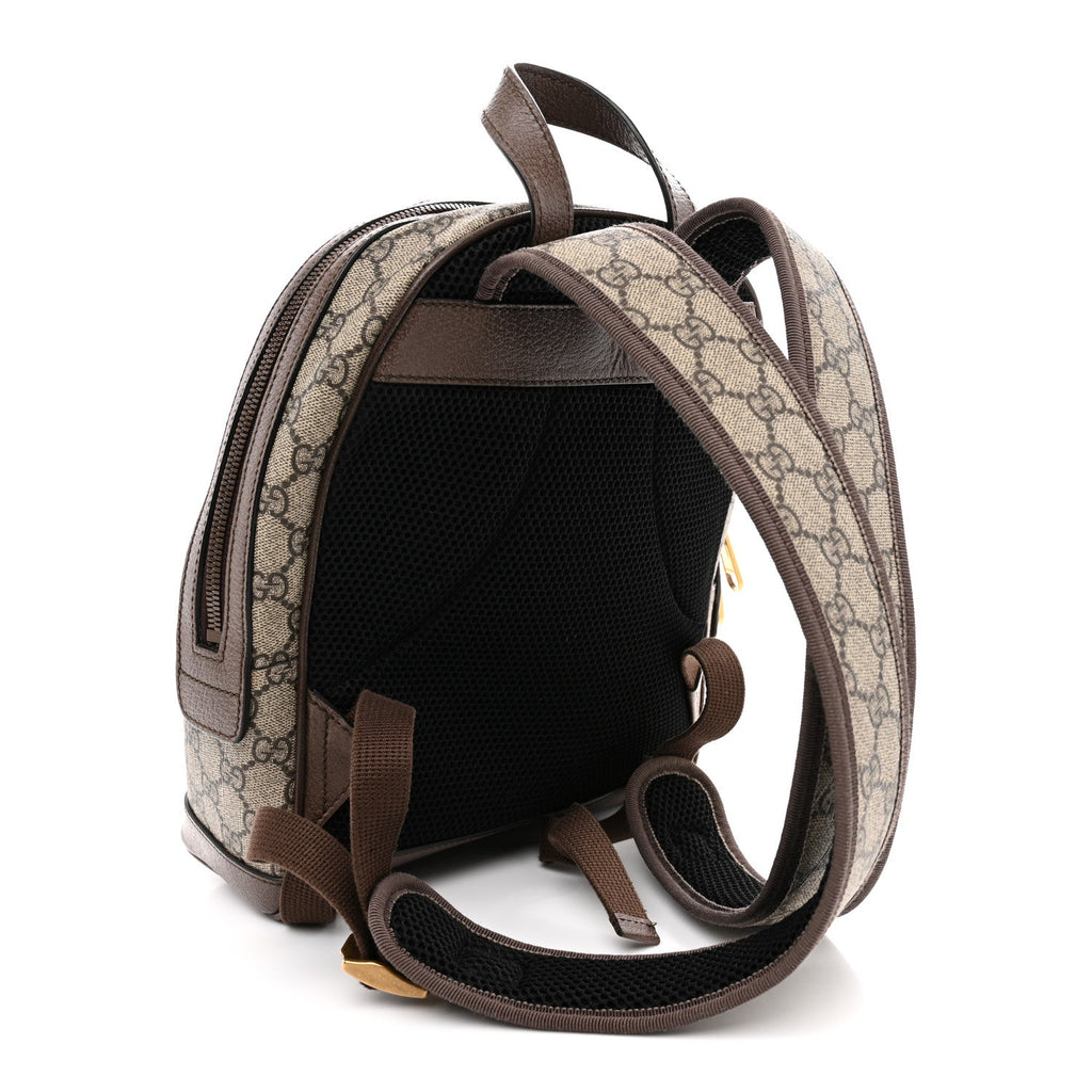 GG Supreme Monogram Calfskin Web Small Ophidia Day Backpack Beige Ebony New Acero