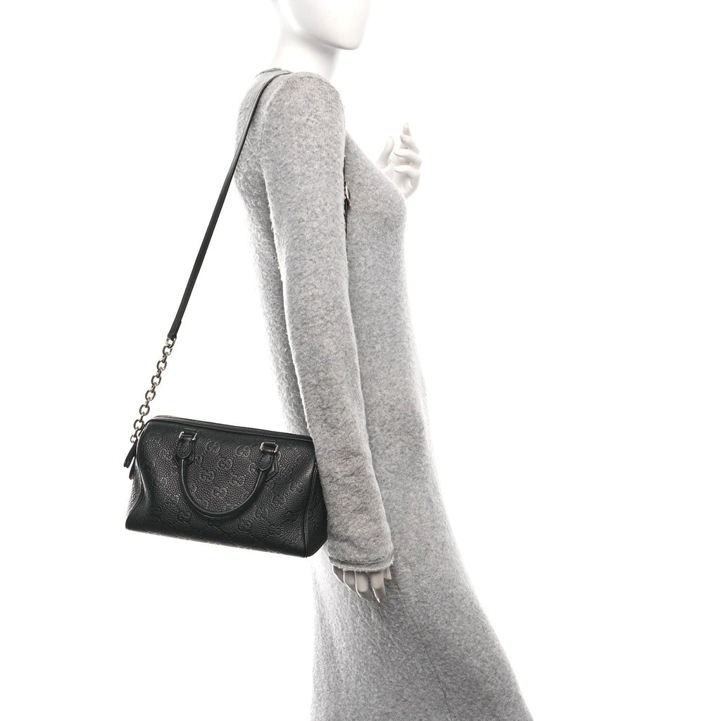 Calfskin GG Emblem Small Top Handle Bag Black
