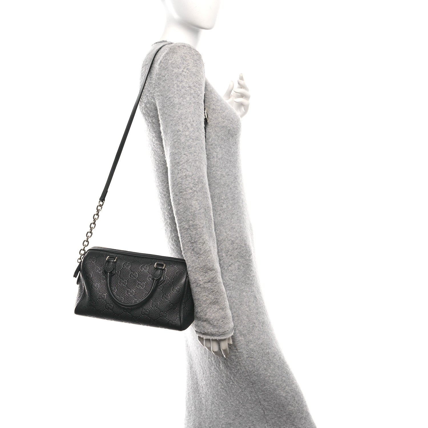 Calfskin GG Emblem Small Top Handle Bag Black