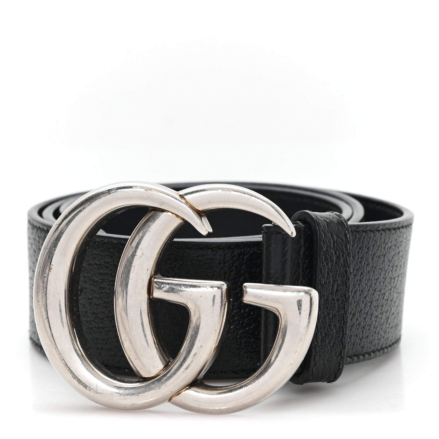 Textured Dollar Calfskin Nickel Double G 40mm Belt 75 30 Black