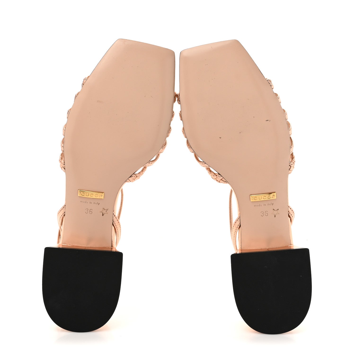 Metallic Nappa Braided Ketty Horsebit Sandals 36 Salmone