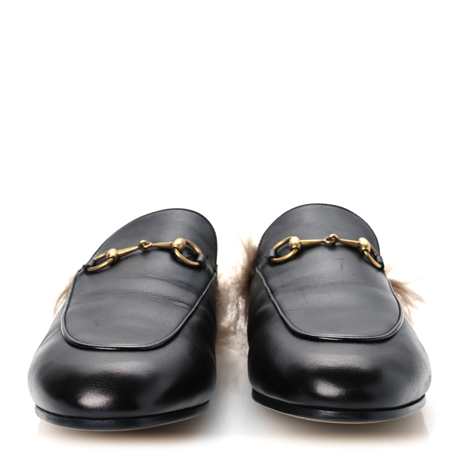 Calfskin Fur Womens Princetown Slippers 42 Black