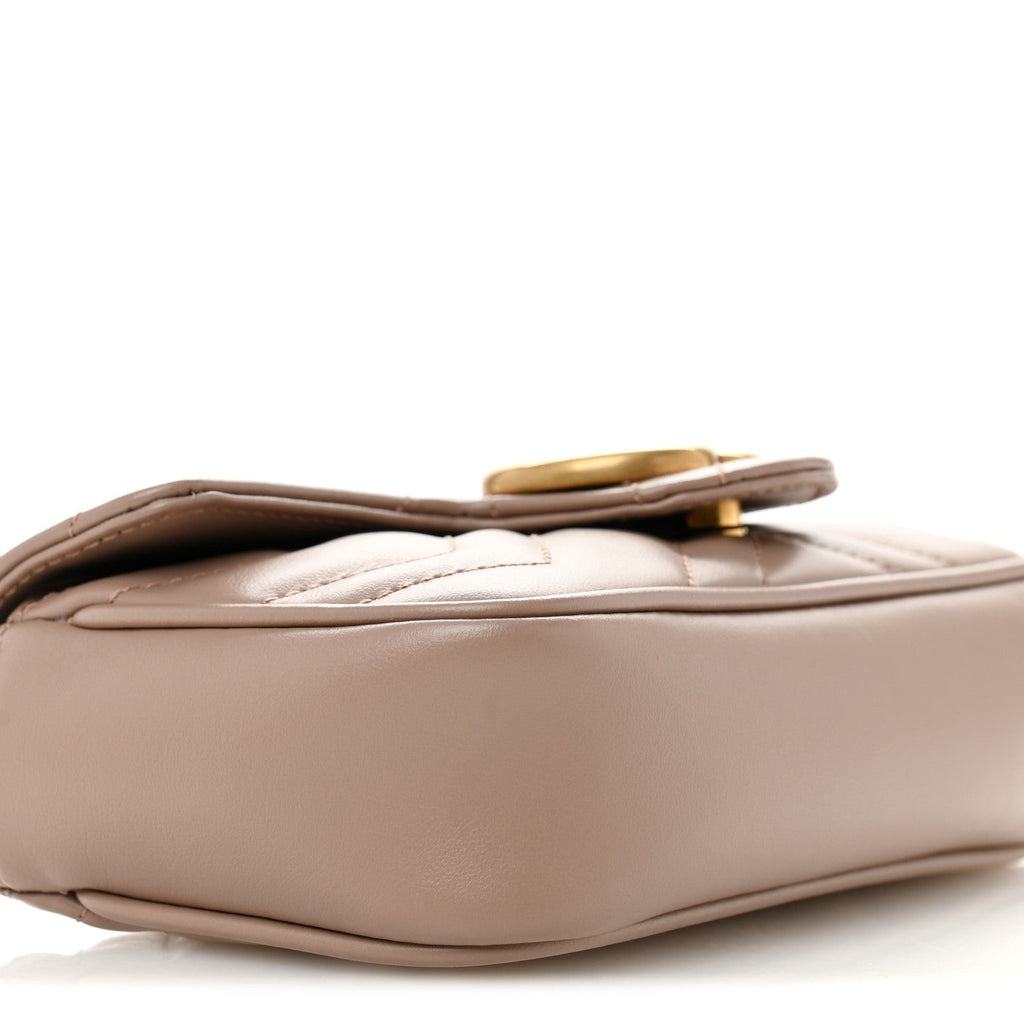 Calfskin Matelasse Super Mini GG Marmont Shoulder Bag Porcelain Rose