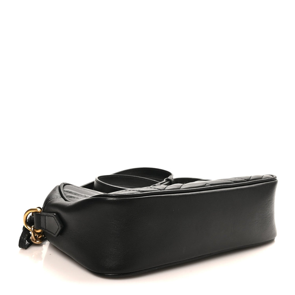 Calfskin Matelasse Small GG Marmont Chain Shoulder Bag Black