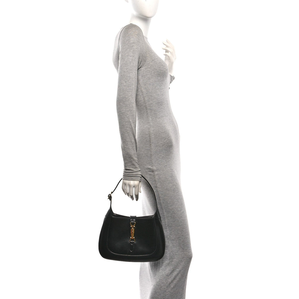 Boarded Dyana Lux Calfskin Small Jackie 1961 Hobo Black