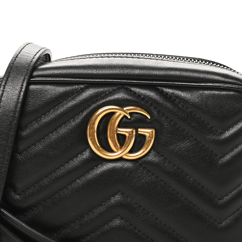 Calfskin Matelasse Mini GG Marmont Chain Shoulder Bag Black