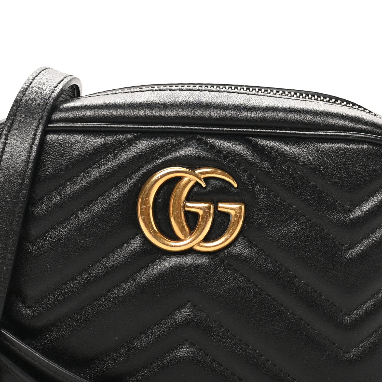 Calfskin Matelasse Mini GG Marmont Chain Shoulder Bag Black
