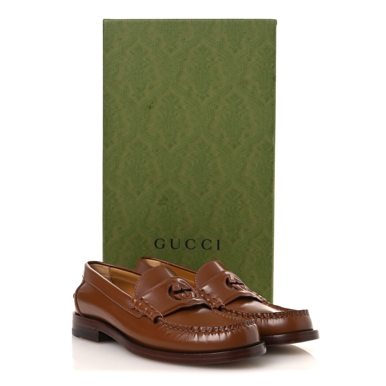Millennial Ribot Cut Out Interlocking G Loafers 37.5 Cuir