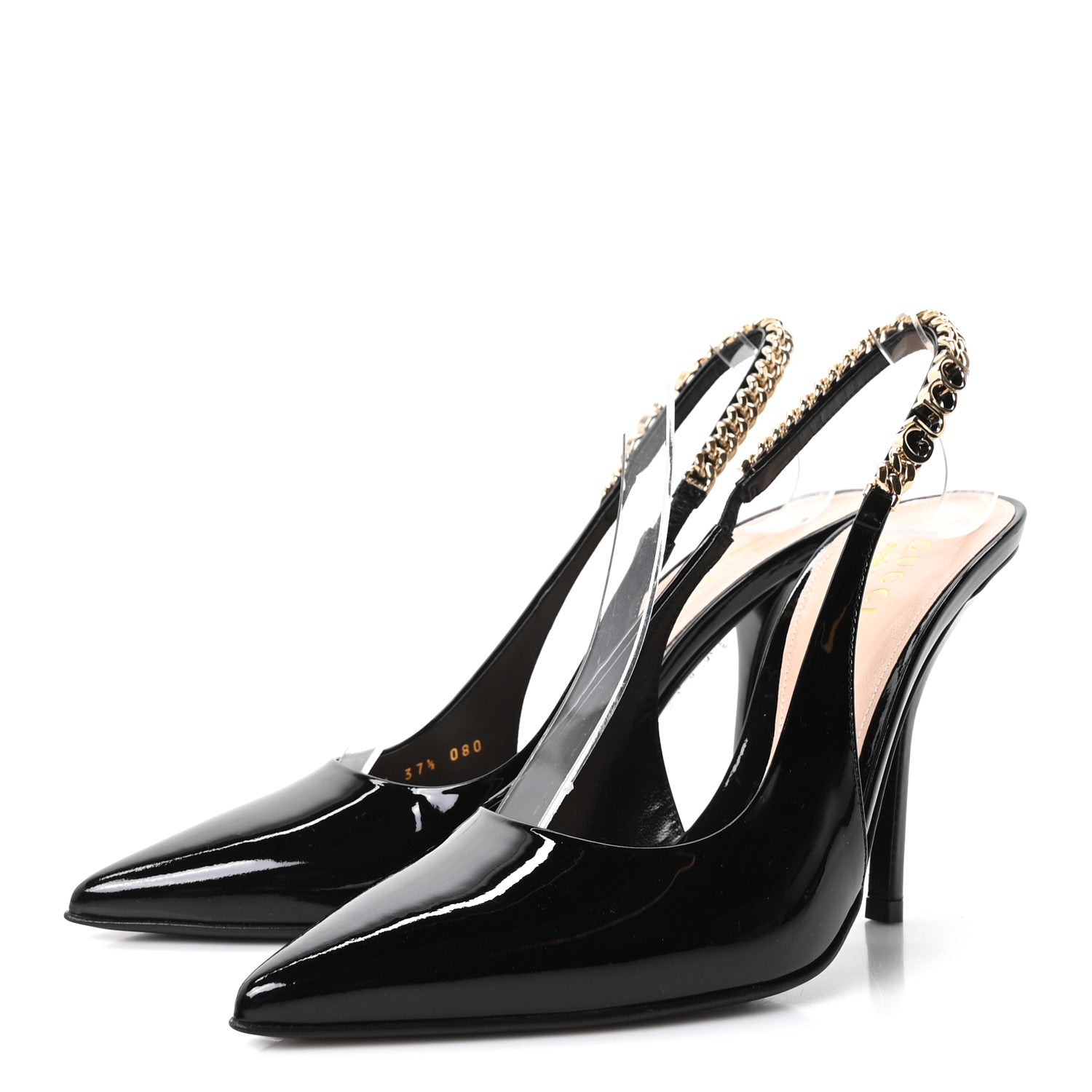 Vernice Crystal Nappa Charlotte Signoria Slingback Pumps 37.5 Black