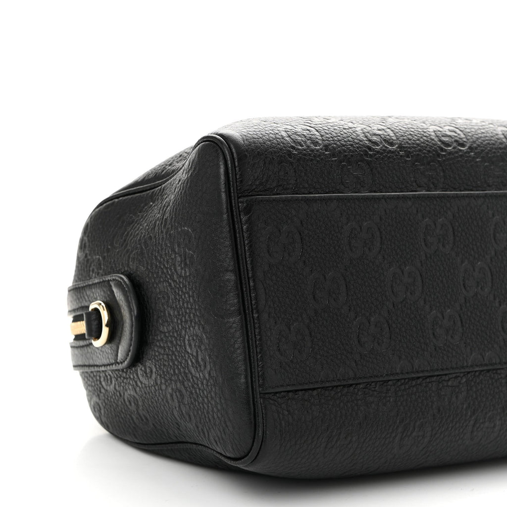 Calfskin GG Emblem Small Top Handle Bag Black
