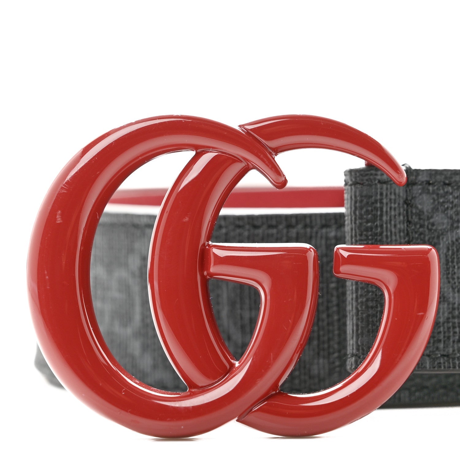GG Supreme Enamel Double G 30mm Belt 85 34 Black New Cherry Red
