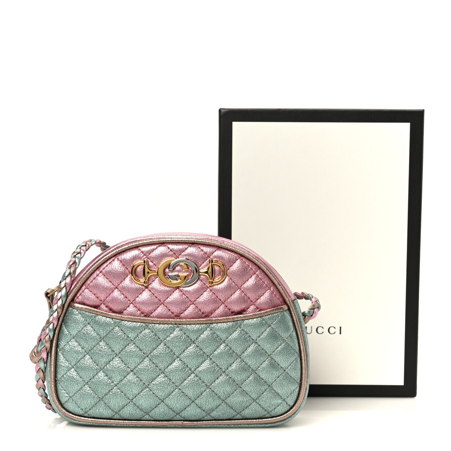 Laminated Nappa Trapuntata Mini Zumi Dome Shoulder Bag Rosa Lago Rame