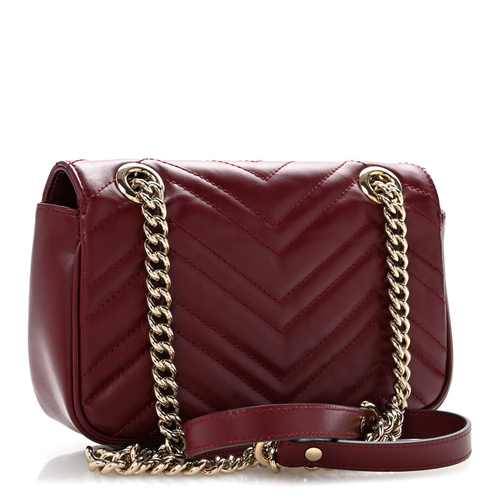 Calfskin Matelasse Mini GG Marmont Shoulder Bag Rosso Ancora