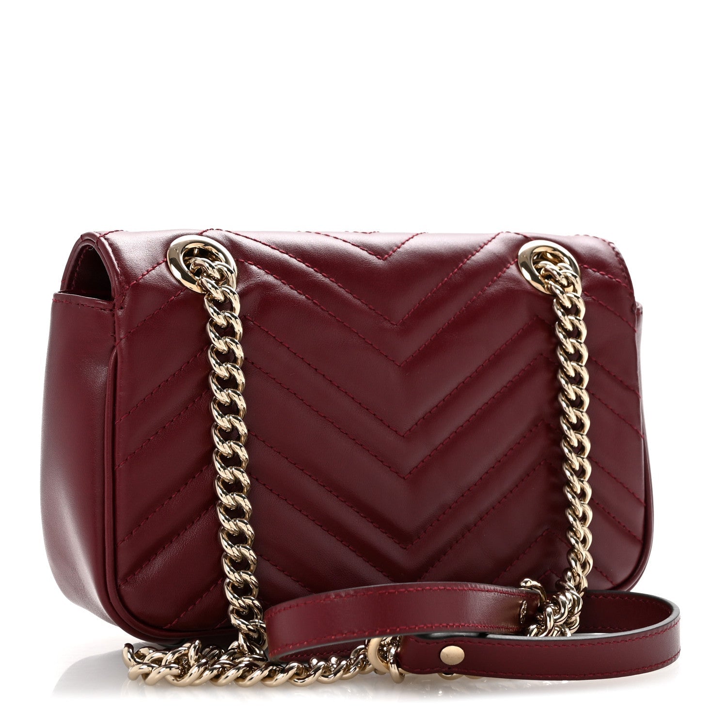 Calfskin Matelasse Mini GG Marmont Shoulder Bag Rosso Ancora