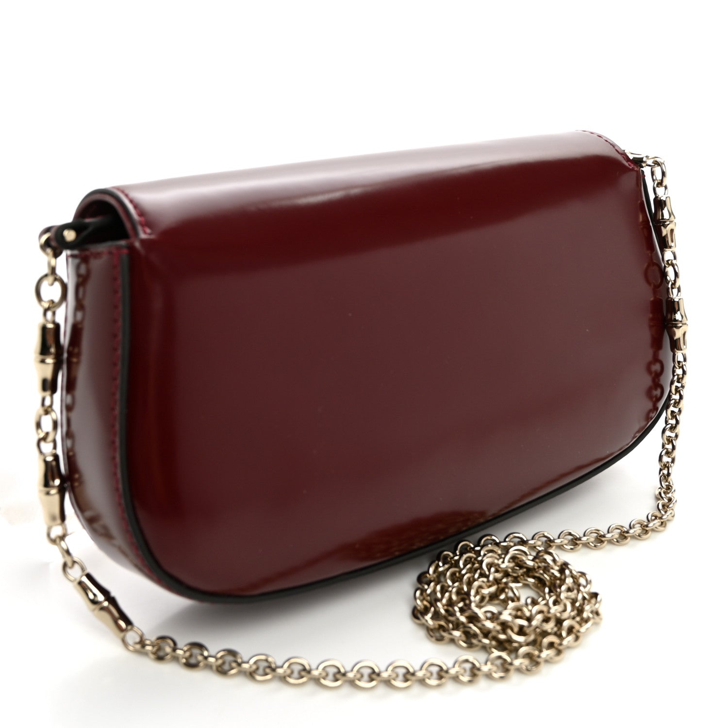 Shiny Calfskin Small Bamboo Night Bag Rosso Ancora