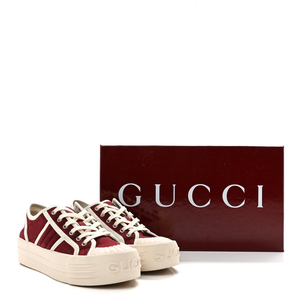 New Canvas GG Monogram Womens Chunky Sneakers 38.5 Rosso Ancora