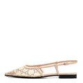 Suede Mesh Crystal GG Monogram Slingback Ballet Flats 37 Light Powder Skin Rose