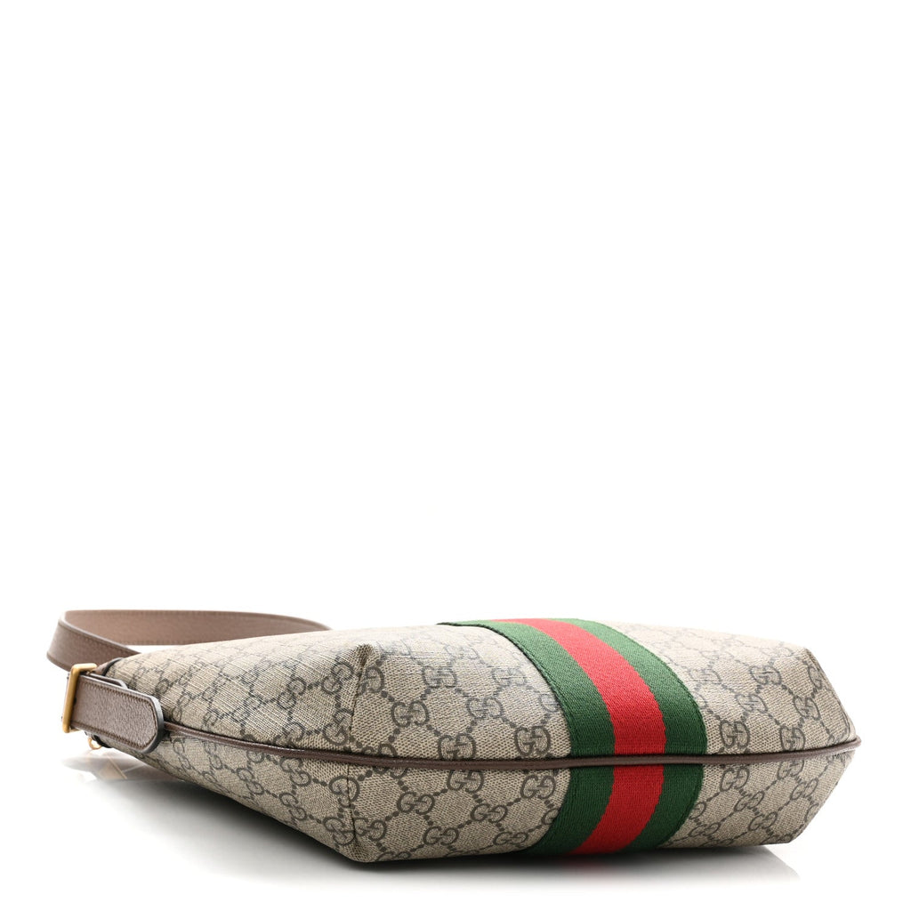 GG Supreme Monogram Web Small Ophidia Half Moon Hobo Brown