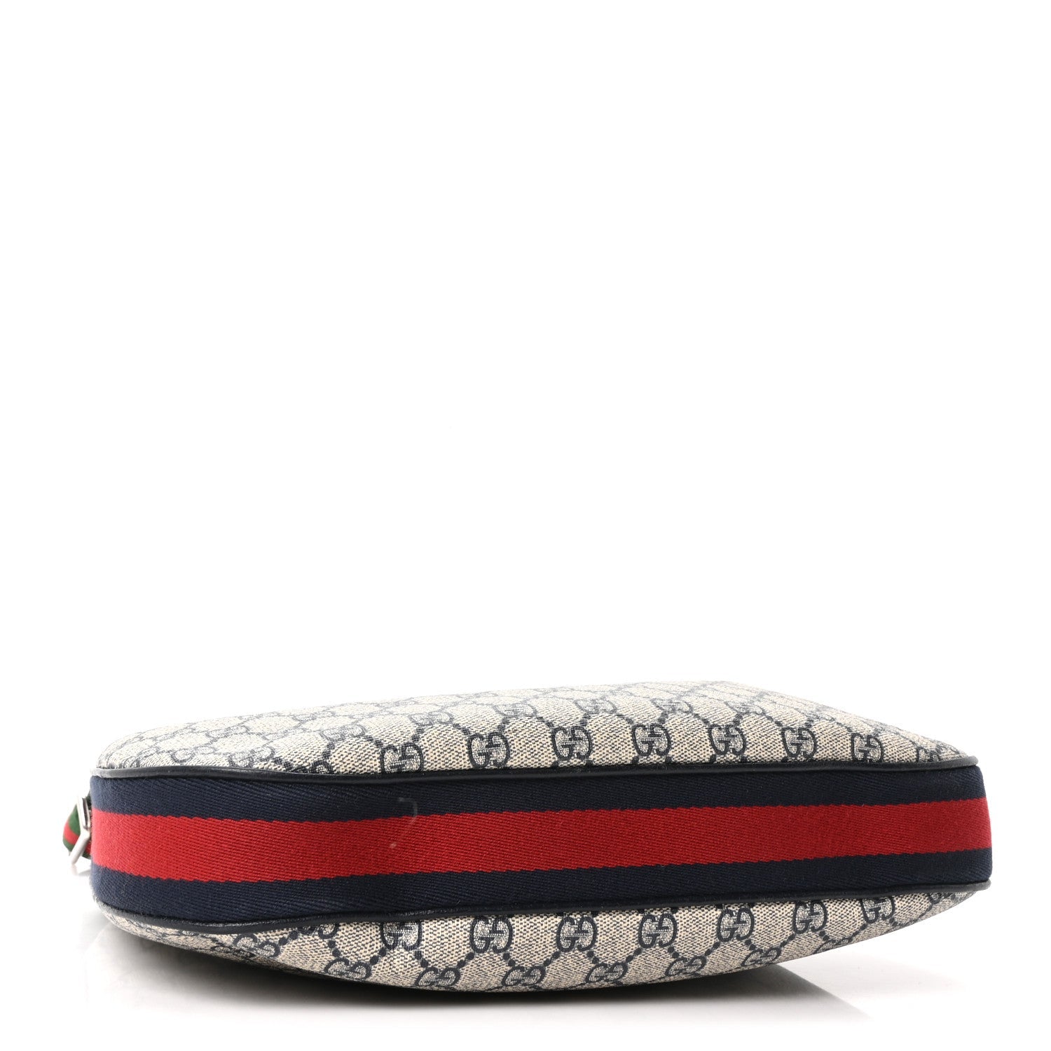 GG Supreme Monogram Textured Calfskin Web Large Attache Shoulder Bag Beige Blue