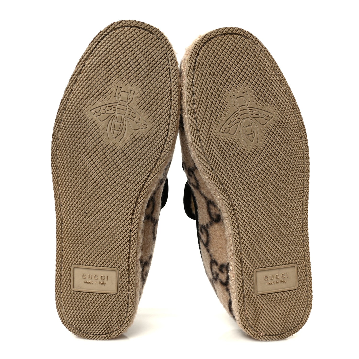 Covered Wool GG Monogram Womens Fria Horsebit Loafers 35.5 Beige Ebony Black Butterscotch