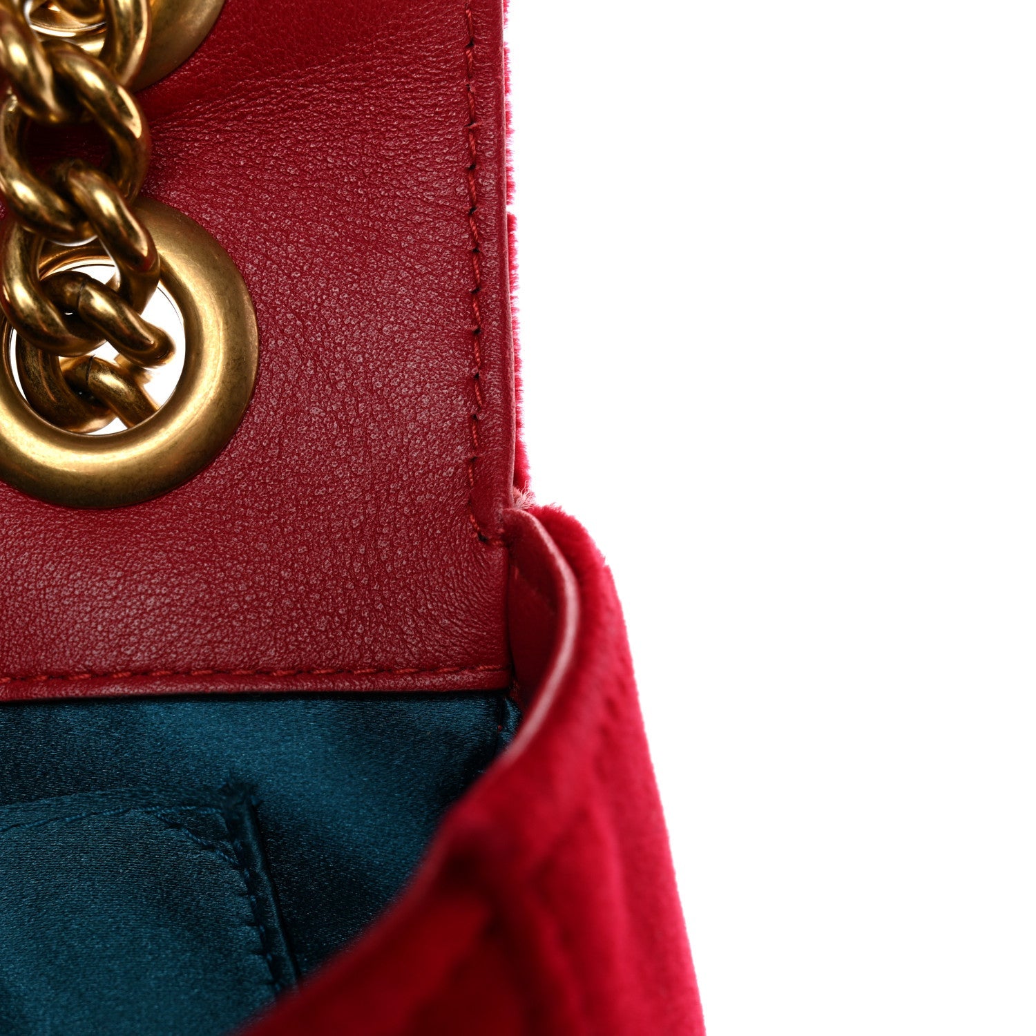 Velvet Matelasse Mini GG Marmont Shoulder Bag Hibiscus Red