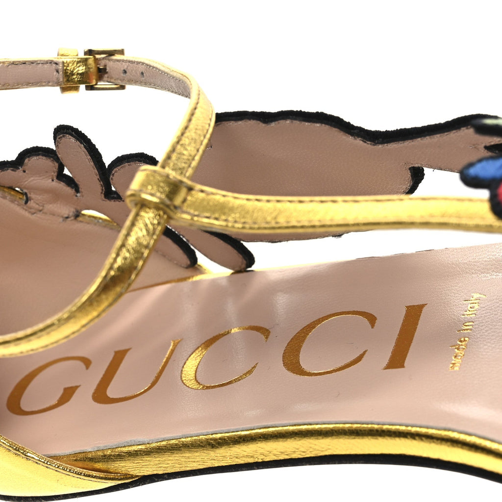 Metallic Nappa Ophelia T-Strap Flat Sandals 36 Gold