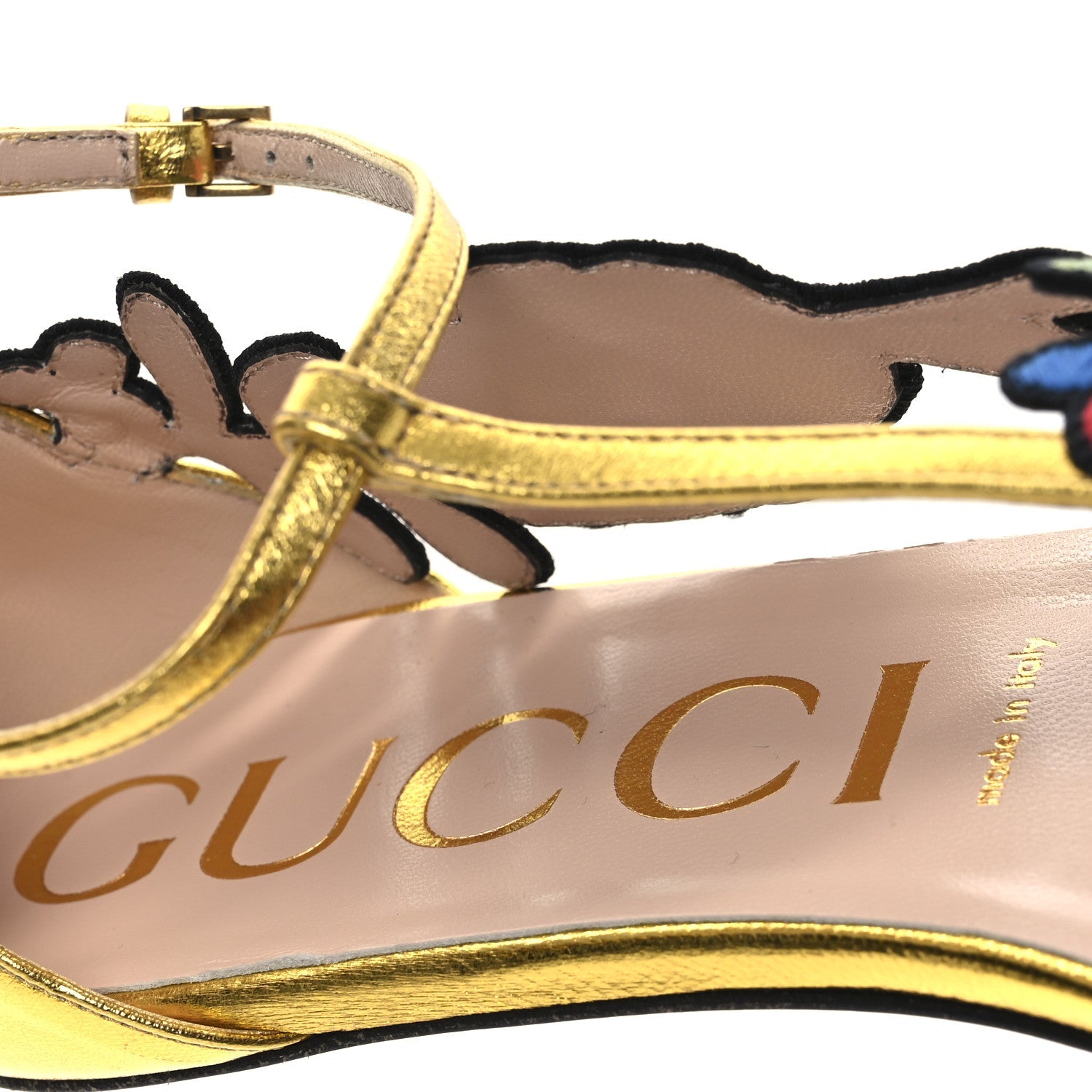 Metallic Nappa Ophelia T-Strap Flat Sandals 36 Gold