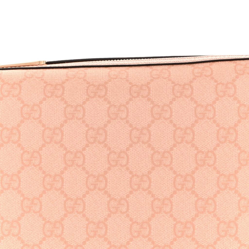 GG Supreme Monogram Textured Calfskin Web Super Mini Ophidia Shoulder Bag Pink