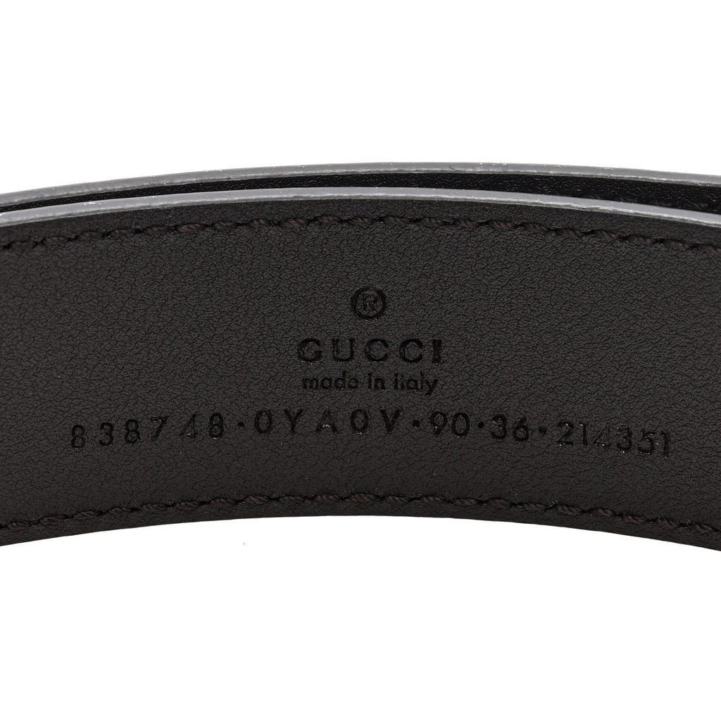 Plutone Calfskin Plaque GG 30mm Belt 90 36 Cocoa