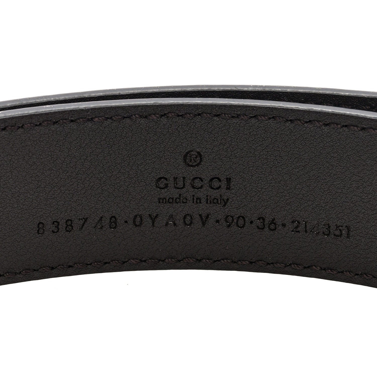 Plutone Calfskin Plaque GG 30mm Belt 90 36 Cocoa