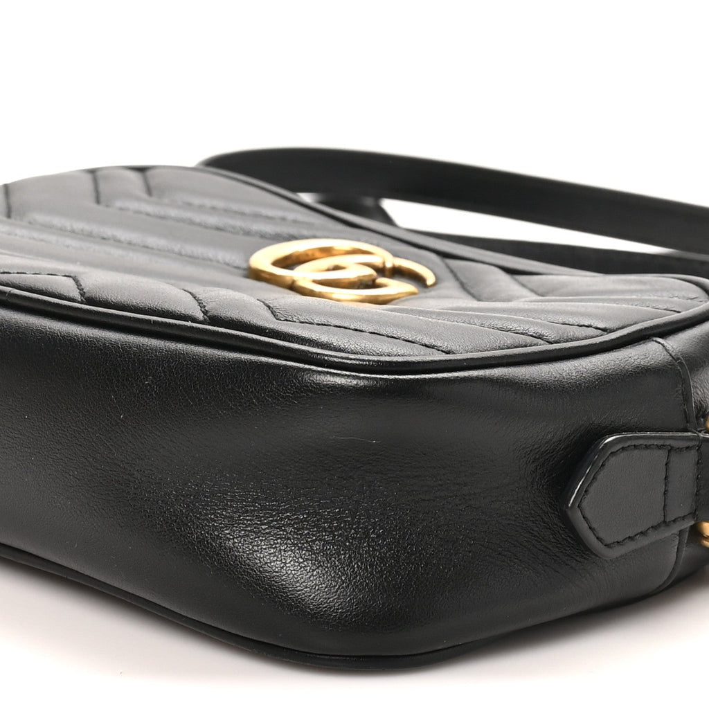 Calfskin Matelasse Mini GG Marmont Chain Shoulder Bag Black