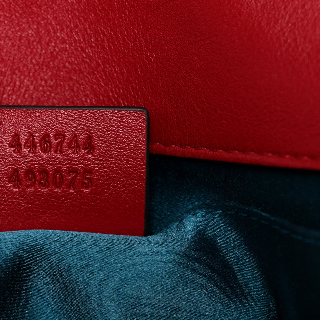 Velvet Matelasse Mini GG Marmont Shoulder Bag Hibiscus Red