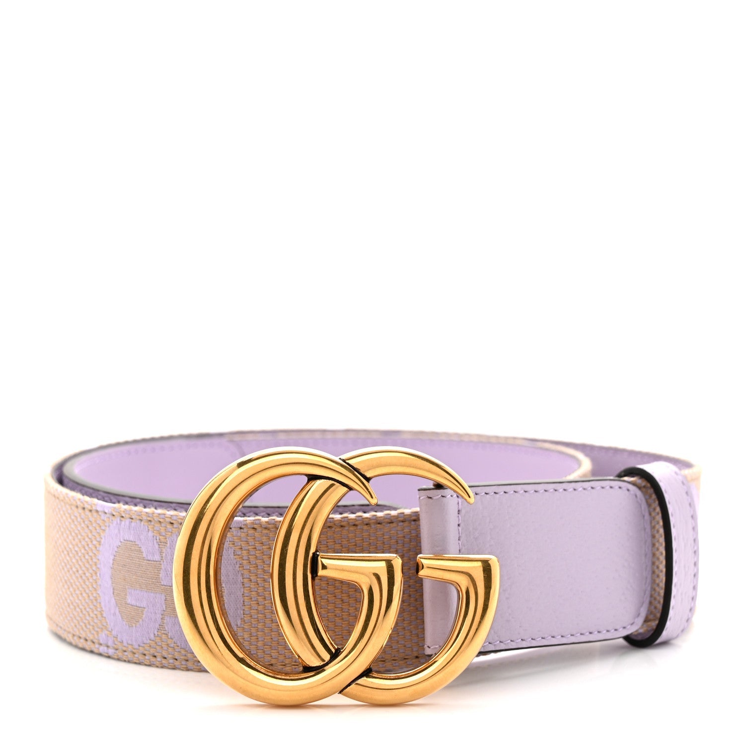 Monogram Jumbo GG Textured Dollar Calfskin Double G Belt 85 34 Beige Lapis