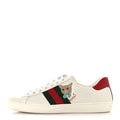 Calfskin Cat Embroidered Mens Ace Sneakers 12 White Green